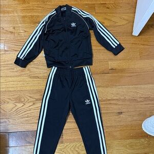 Adidas Black and White Striped Tracksuit